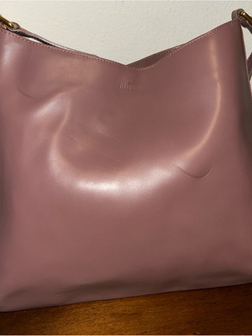Furla Dusty Pink Leather & Calf Hair Shoulder Bag W/COA - Picture 4 of 10
